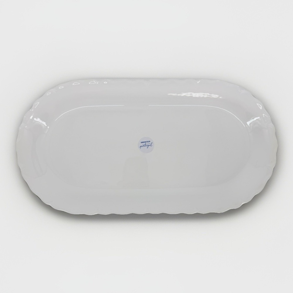 Ceriart Portugal White Oval Serving Platter 15" Scalloped Edge New